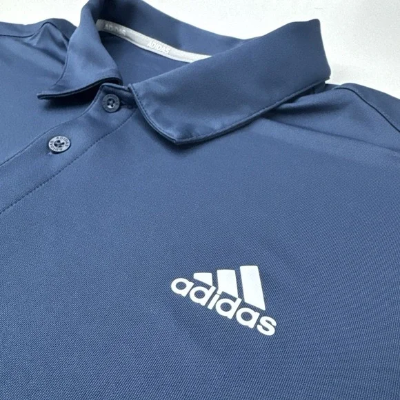 $65 Adidas Men's Polo Shirt 3 Stripe Regular Fit Performance Golf-Navy-Medium XL - Picture 8 of 8